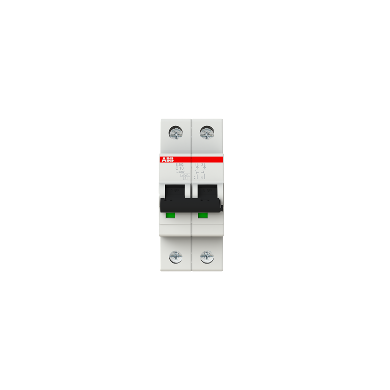 Interruptor termomagnético 2P 10A 6kA Curva C - S202-C10 - 2CDS252001R0104