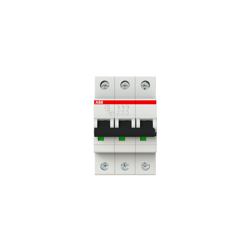 Interruptor termomagnético 3P 10A 6kA Curva C - S203-C10 - 2CDS253001R0104