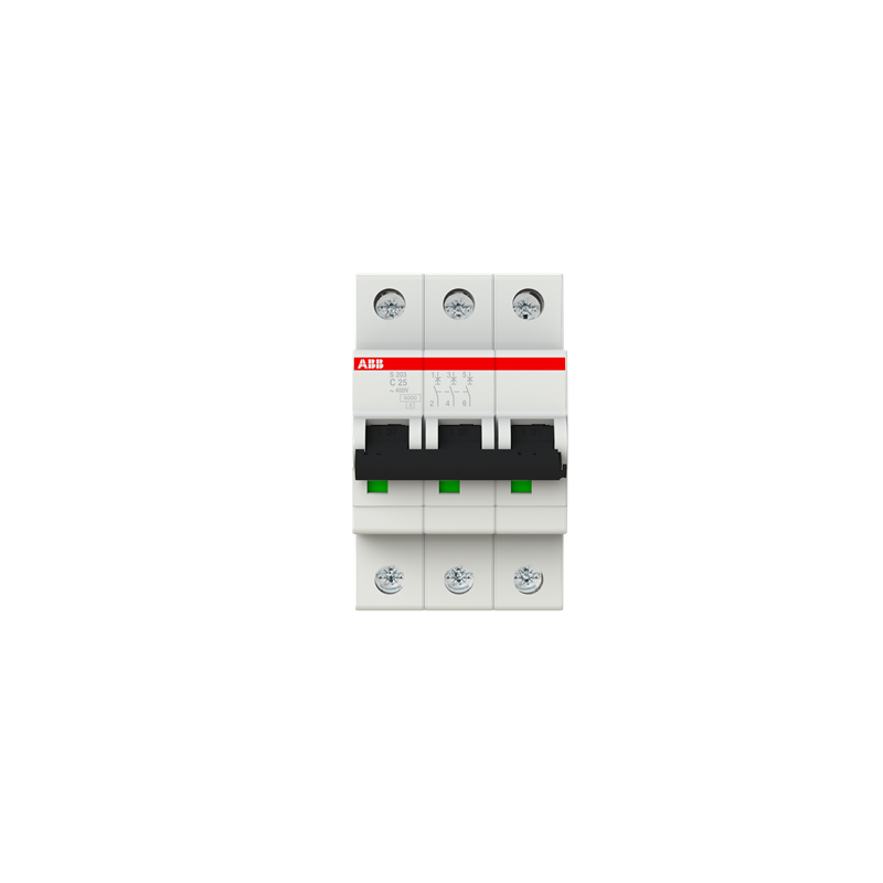 Interruptor termomagnético 3P 25A 6kA Curva C - S203-C25 - 2CDS253001R0254