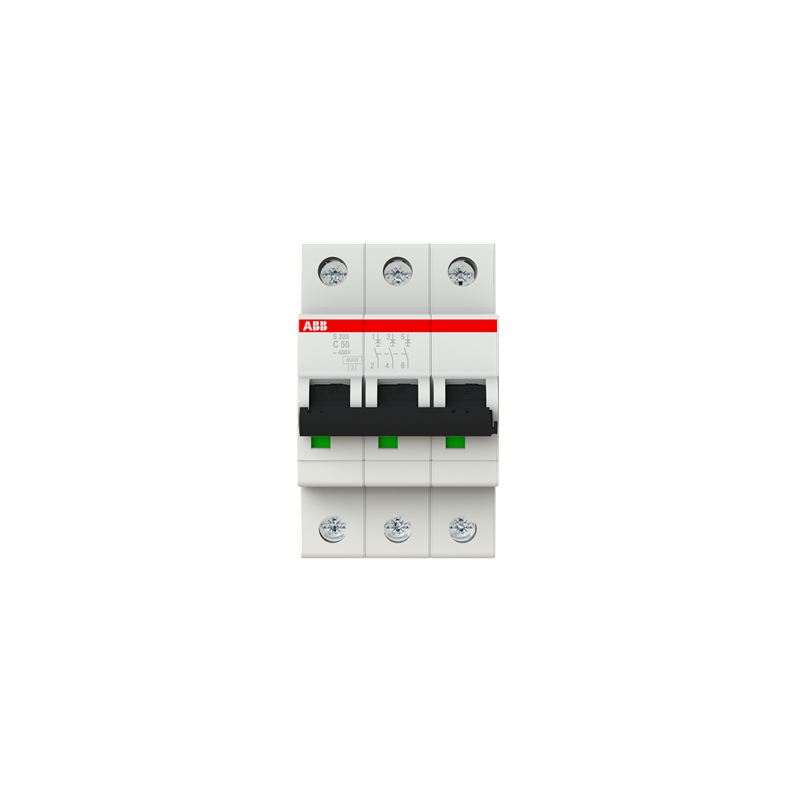 Interruptor termomagnético 3P 50A 6kA Curva C - S203-C50 - 2CDS253001R0504