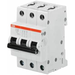 Interruptor termomagnético 3P 6A 6kA Curva D - S203-D6 - 2CDS253001R0061