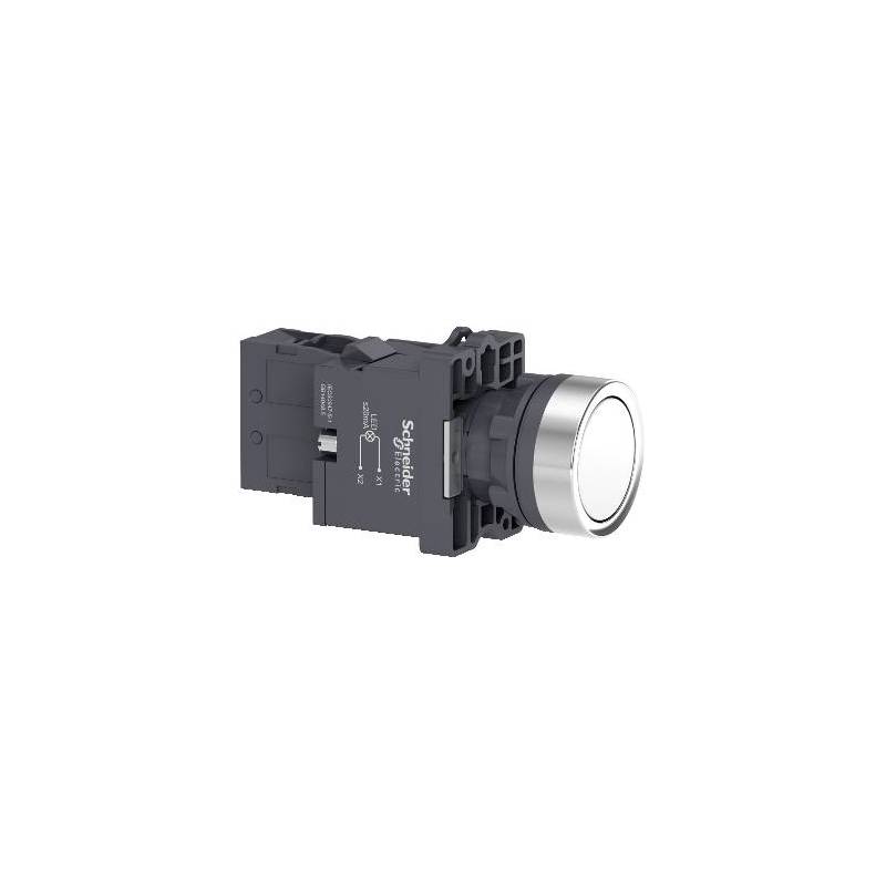 Pulsador luminoso Led 1NA-  blanco - 230VCA/CC - Línea XA2 - XA2EW31M1