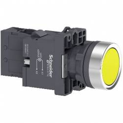 Pulsador luminoso Led 1NA-  amarillo - 230VCA/CC - Línea XA2 - XA2EW35M1