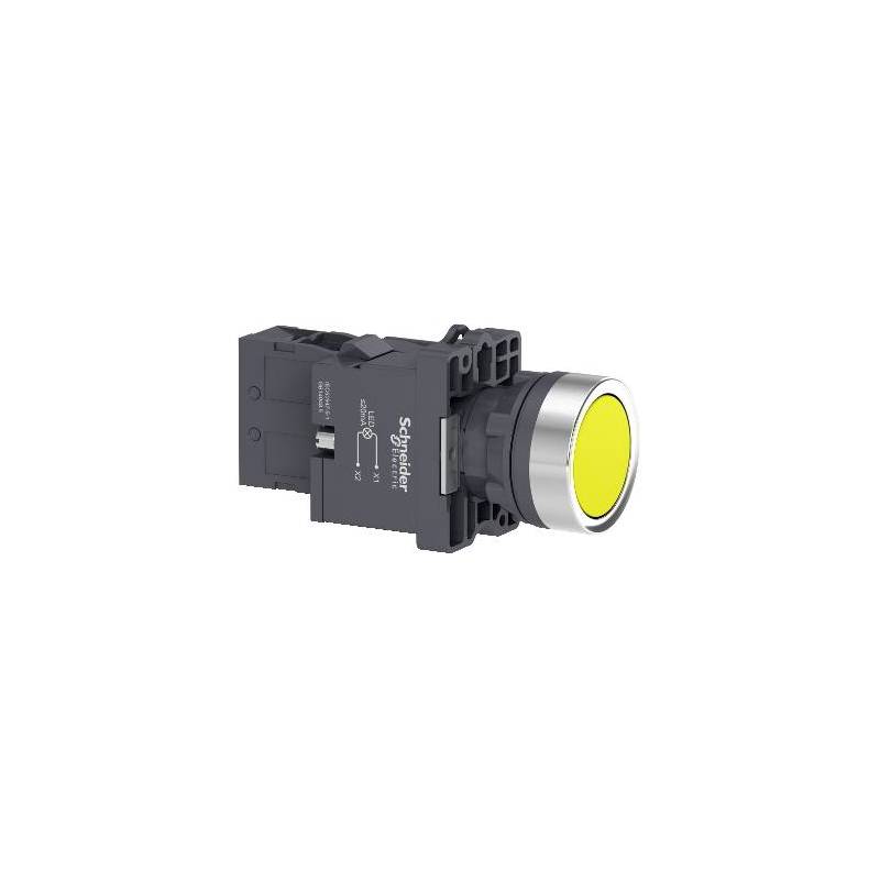 Pulsador luminoso Led 1NA-  amarillo - 230VCA/CC - Línea XA2 - XA2EW35M1