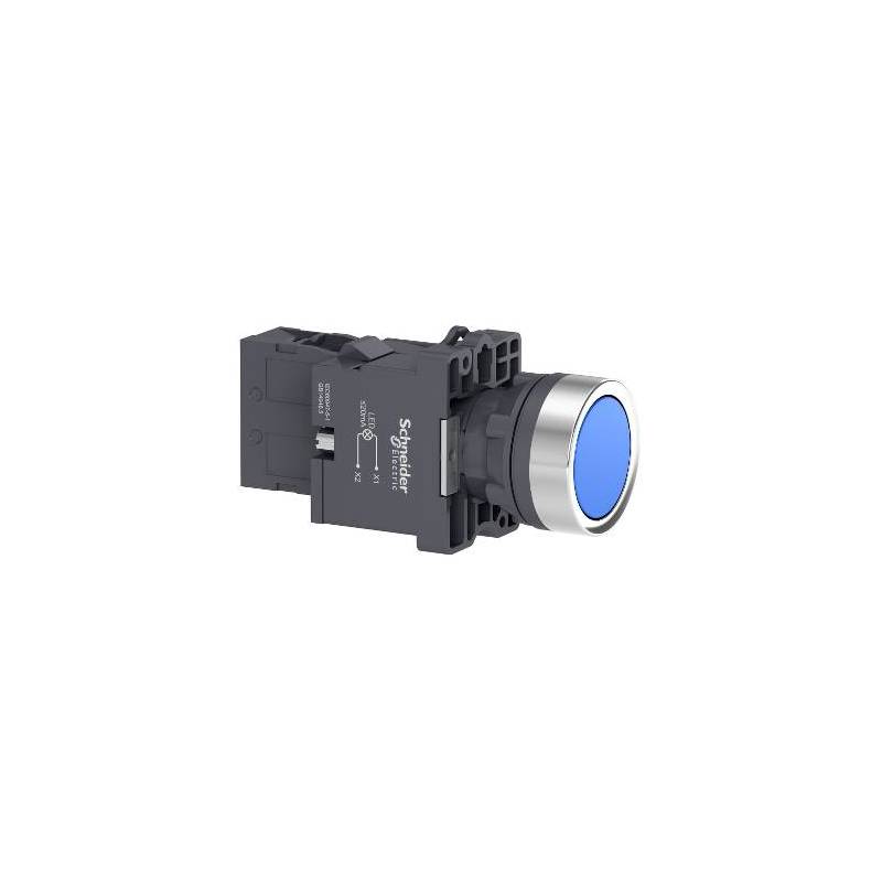 Pulsador luminoso Led 1NA-  azul - 230VCA/CC - Línea XA2 - XA2EW36M1